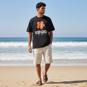 Kenzo Paris Boke Flower Graphic T-Shirt Black Nigo Design Mens XL FD55TS4454SO